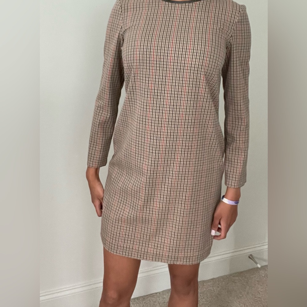 Brown and red Plaid loose fitted dress